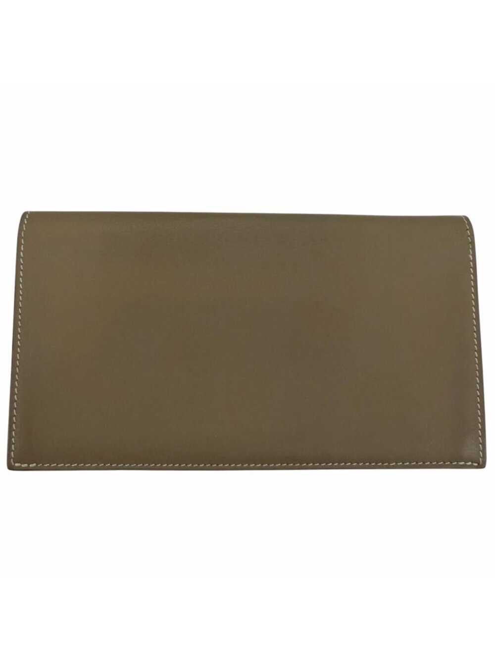 Hermes Citizen Twill Long Silk Etoupe Silver Leather Wallet